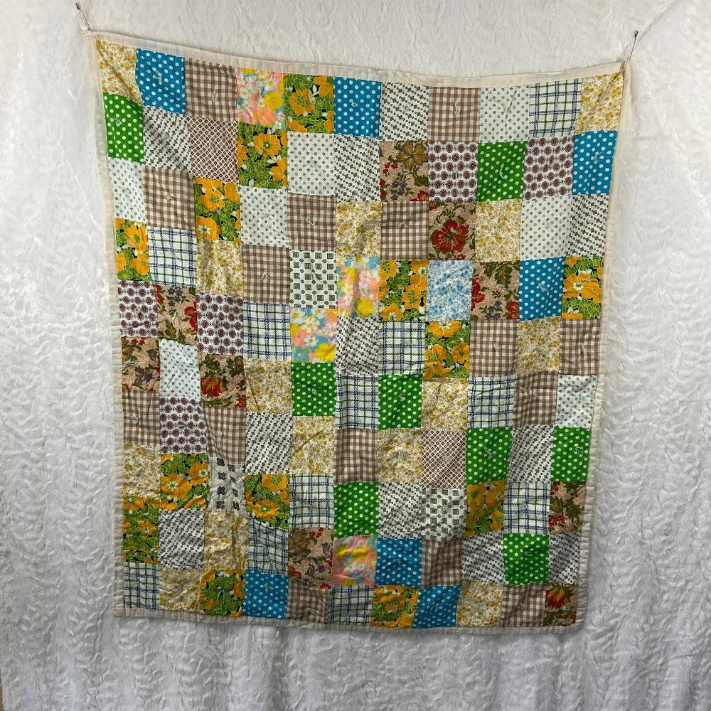 Vintage Baby Quite Patchwork Scrap Squares Lap size